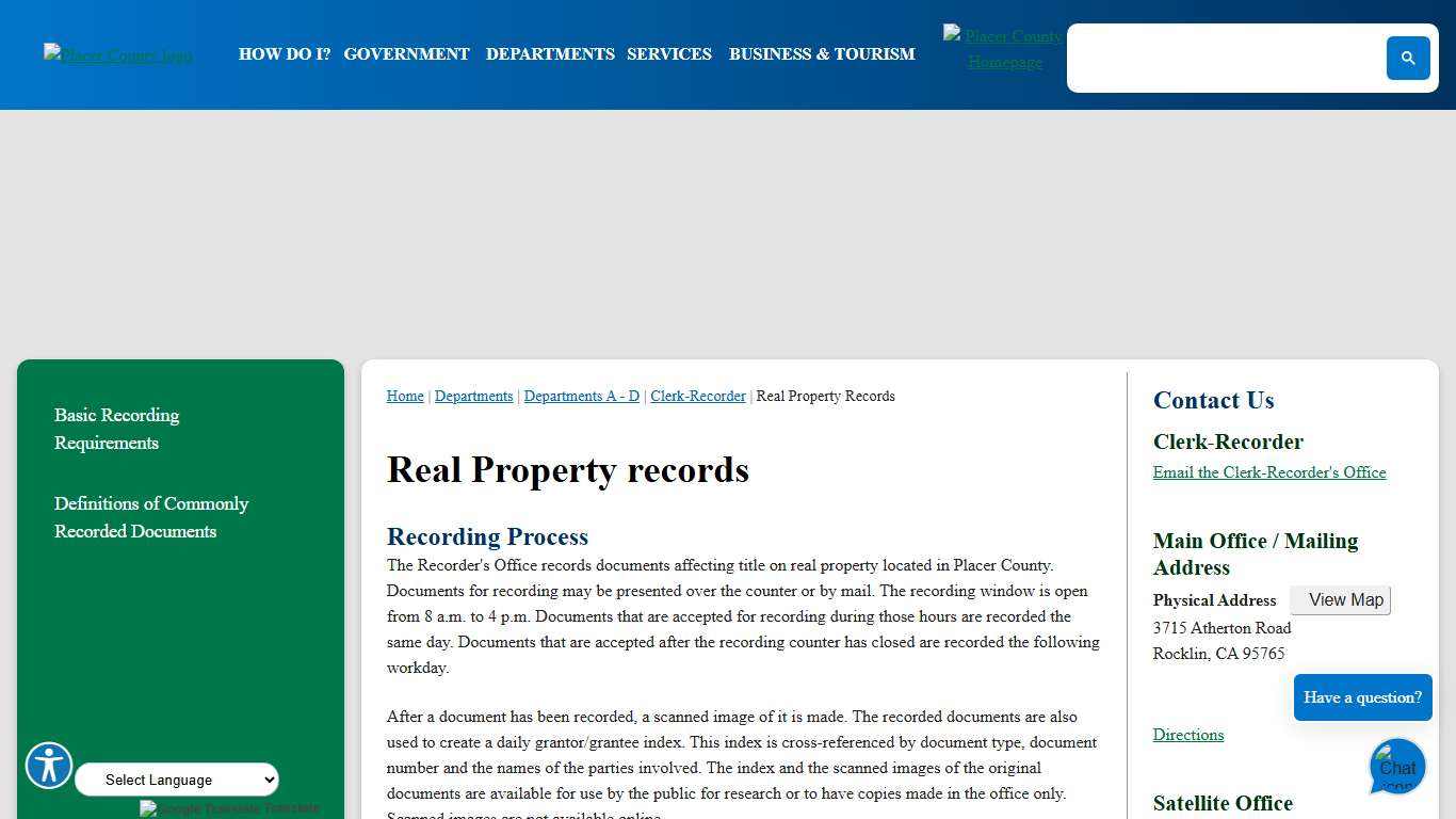 Real Property records | Placer County, CA