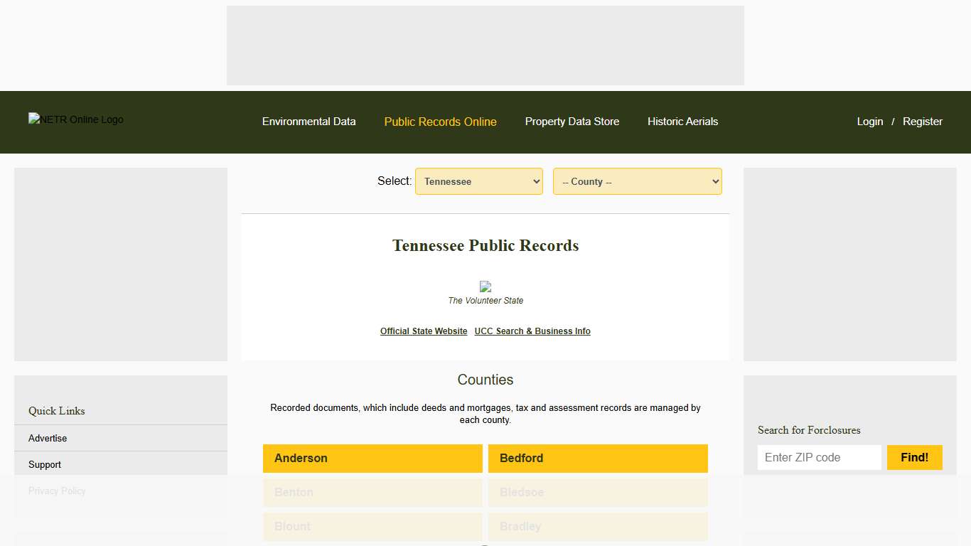Tennessee Public Records Online Directory